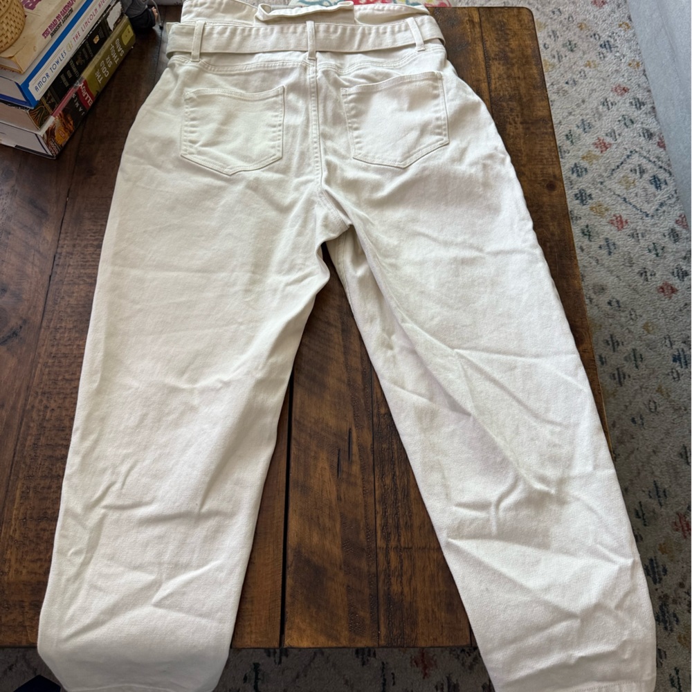 Sz 8 Who What Wear Beige Cream Soft Baggy Jeans with Belt - Picture 2 of 4